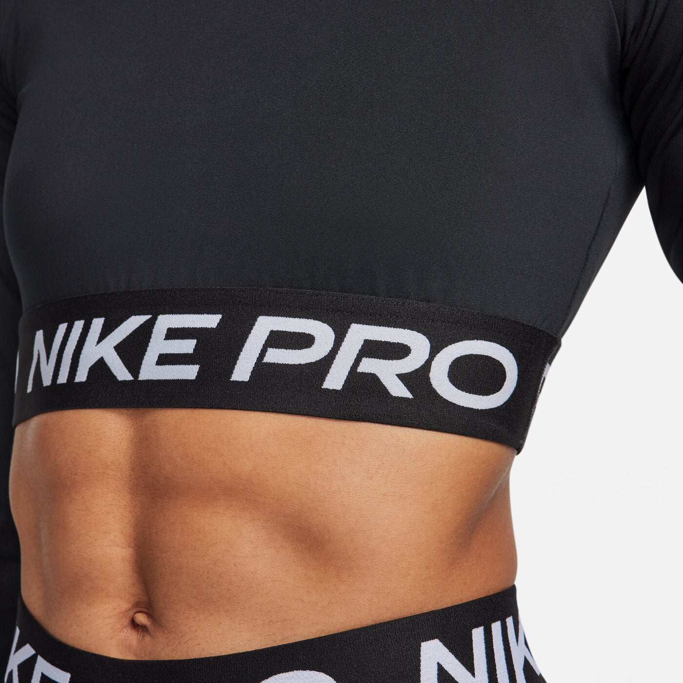 NIKE PRO DF 365 CROP LS BLACK/WHITE BLACK/WHITE Bild 4