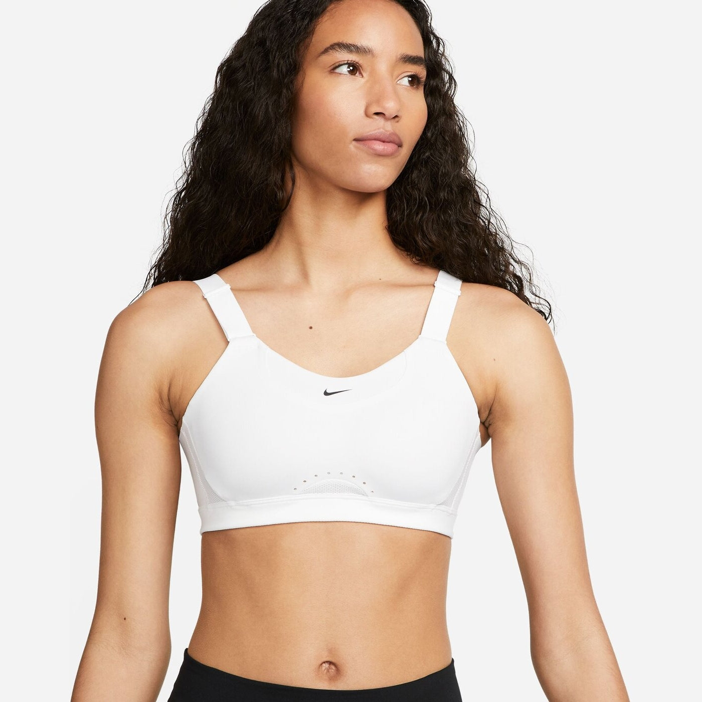 W NK DF ALPHA HS BRA WHITE/WHITE/STONE MAUVE/BL Bild 1