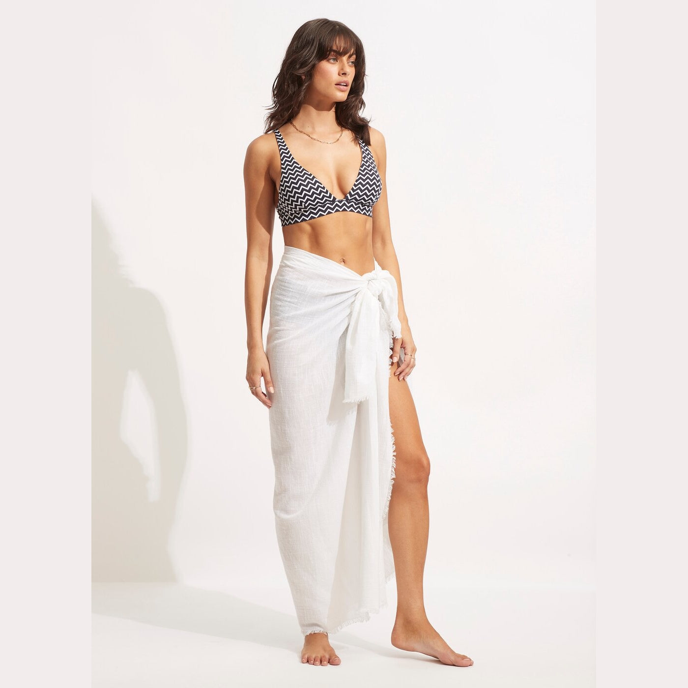Textured Cotton Beach Wrap WHITE WHITE Bild 4